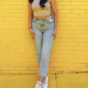 abercrombie & fitch the ankle straight ultra high rise light washed jeans